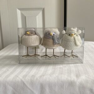 3pc Featherly Friends Fabric Bird Christmas Figurine Set